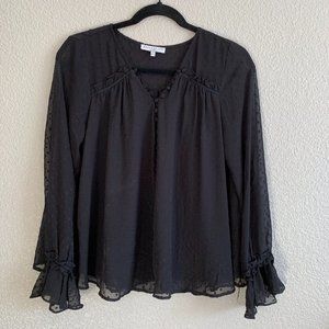 Anthropologie Current Air Black Polka Dot Blouse